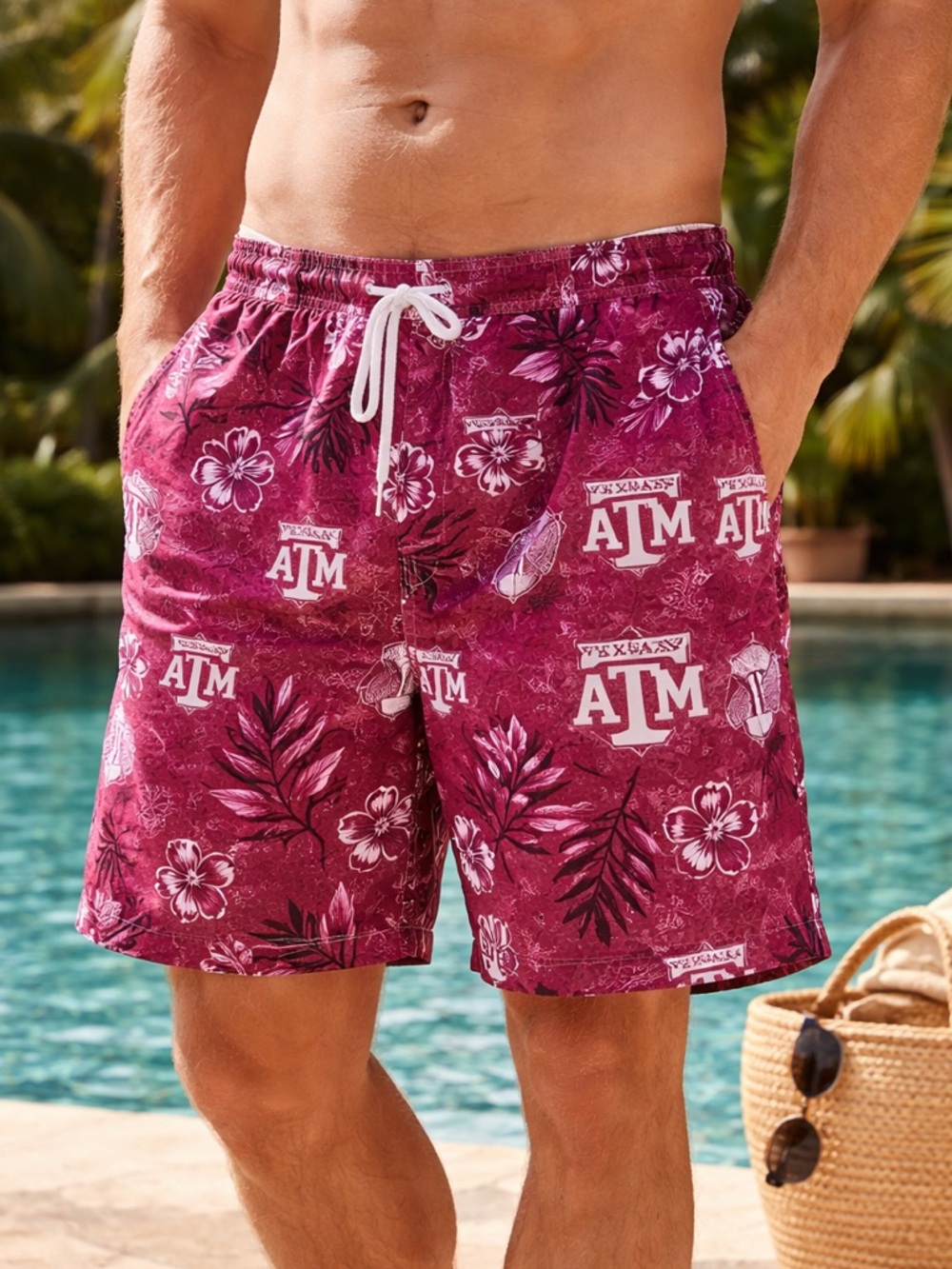 Texas A&M Aggies Swim Trunks 🌴 Maroon Floral Board Shorts Men’s M